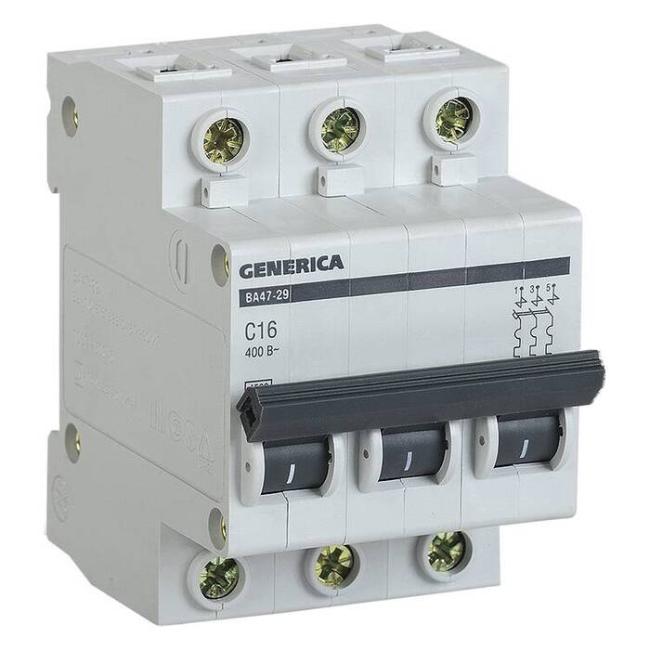 Автоматический выключатель IEK GENERICA 3P 20А (C) 4.5кА, MVA25-3-020-C