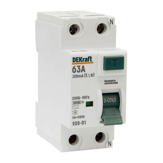 УЗО DEKraft УЗО-03 2P 63А, 30 мА ( AC ), 14057DEK УЗО DEKraft УЗО-03 2P 63А, 30 мА ( AC ), 14057DEK