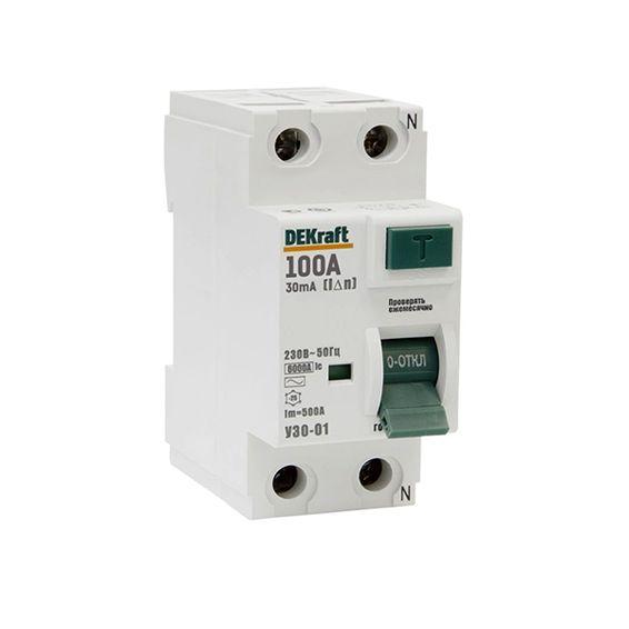 УЗО DEKraft УЗО-03 2P 100А, 30 мА ( AC ), 14059DEK УЗО DEKraft УЗО-03 2P 100А, 30 мА ( AC ), 14059DEK