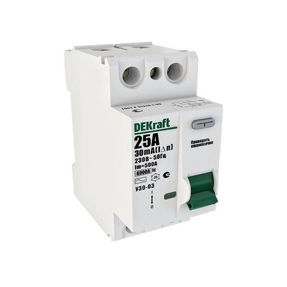 УЗО DEKraft УЗО-03 2P 25А, 100 мА ( AC ), 14061DEK УЗО DEKraft УЗО-03 2P 25А, 100 мА ( AC ), 14061DEK