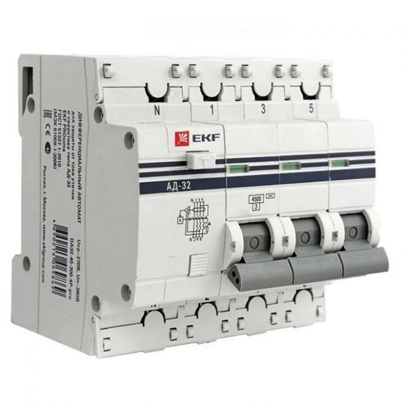 Дифавтомат EKF PROxima 3P+N 50А (C) 4.5 кА, 100 мА ( AC ), DA32-50-100-4P-pro Дифавтомат EKF PROxima 3P+N 50А (C) 4.5 кА, 100 мА ( AC ), DA32-50-100-4P-pro
