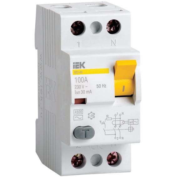 УЗО IEK ВД1-63S 2P 25А, 300 мА ( S ), MDV12-2-025-300 УЗО IEK ВД1-63S 2P 25А, 300 мА ( S ), MDV12-2-025-300