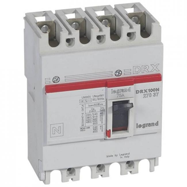 Силовой автомат Legrand DRX, 20кА, 4P, 75А, 027037 Силовой автомат Legrand DRX, 20кА, 4P, 75А, 027037