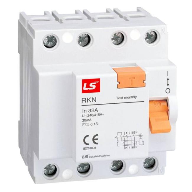 УЗО LS Electric RKN 4P 63А 6 кА, 100 мА, 062400478B УЗО LS Electric RKN 4P 63А 6 кА, 100 мА, 062400478B