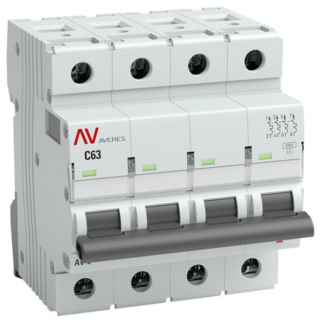 Автоматический выключатель EKF AVERES 4P 1А (C) 6кА, mcb6-DC-4-01C-av
