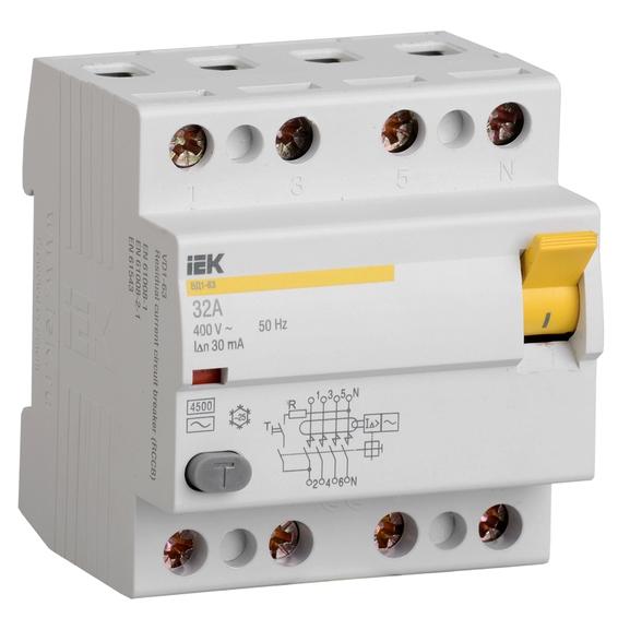УЗО IEK ВД1-63S 4P 50А, 300 мА ( S ), MDV12-4-050-300 УЗО IEK ВД1-63S 4P 50А, 300 мА ( S ), MDV12-4-050-300