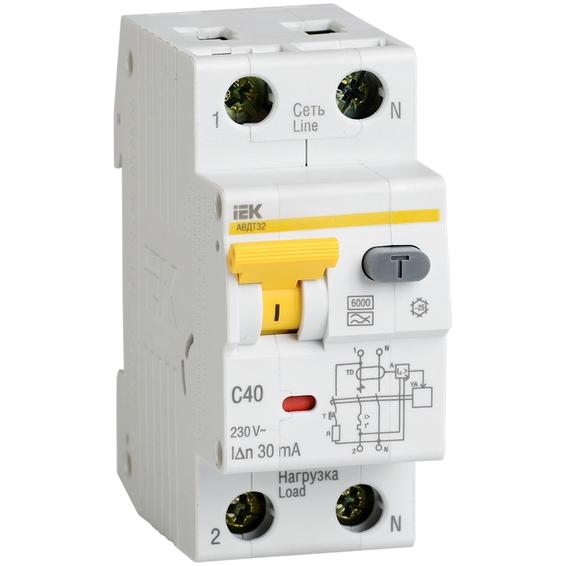 Дифавтомат IEK АВДТ 32 1P+N 25А (C) 6 кА, 30 мА ( A ), MAD22-5-025-C-30 Дифавтомат IEK АВДТ 32 1P+N 25А (C) 6 кА, 30 мА ( A ), MAD22-5-025-C-30