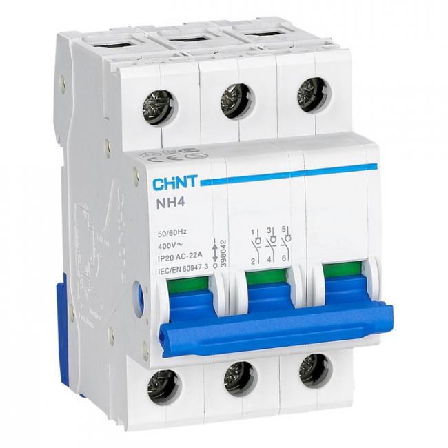 Выключатель нагрузки NH4 3P 100A (CHINT) Выключатель нагрузки NH4 3P 100A (CHINT)