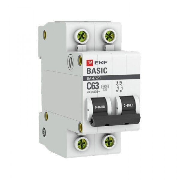Автоматический выключатель EKF Basic 2P 10А (B) 5кА, mcb4729-2-10-B