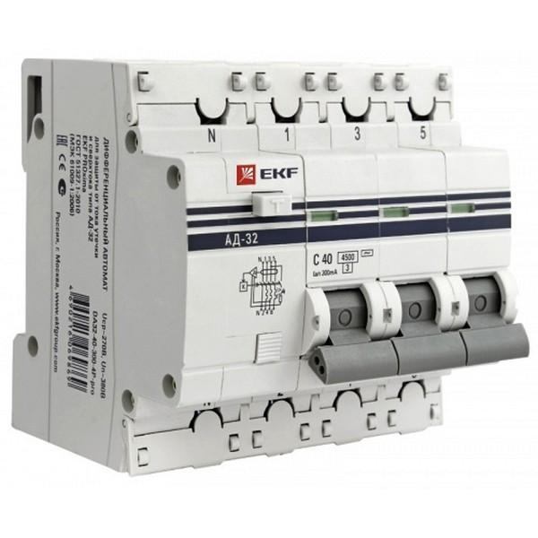 Дифавтомат EKF PROxima 3P+N 32А (C) 4.5 кА, 300 мА ( S ), DA32-32-300S-4P-pro Дифавтомат EKF PROxima 3P+N 32А (C) 4.5 кА, 300 мА ( S ), DA32-32-300S-4P-pro