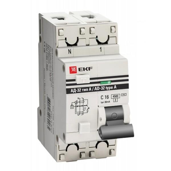 Дифавтомат EKF PROxima 1P+N 32А (C) 4.5 кА, 30 мА ( A ), DA32-32-30-a-pro Дифавтомат EKF PROxima 1P+N 32А (C) 4.5 кА, 30 мА ( A ), DA32-32-30-a-pro
