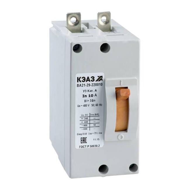 Силовой автомат КЭАЗ ВА21-29 63А, электромагнитный, 10кА, 2P, 2А, 237073