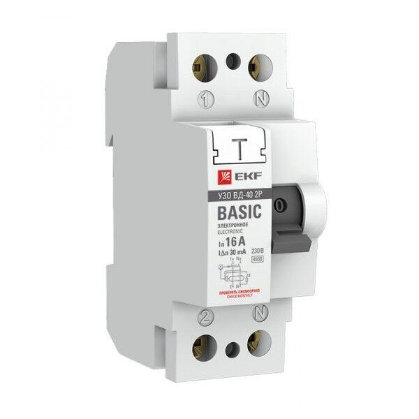УЗО EKF Basic 2P 40А 4.5 кА, 300 мА ( AC ), elcb-2-40-300e-sim УЗО EKF Basic 2P 40А 4.5 кА, 300 мА ( AC ), elcb-2-40-300e-sim