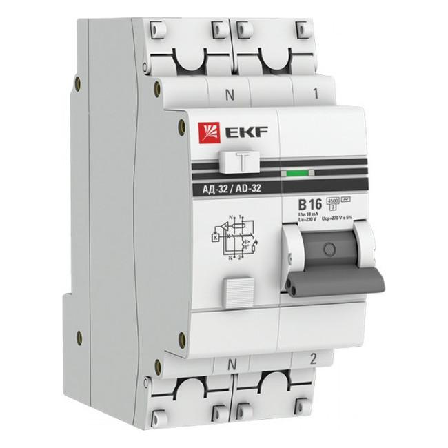 Дифавтомат EKF АД-32 1P+N 16А (B) 4.5 кА, 10 мА ( AC ), DA32-16-B-10-pro Дифавтомат EKF АД-32 1P+N 16А (B) 4.5 кА, 10 мА ( AC ), DA32-16-B-10-pro