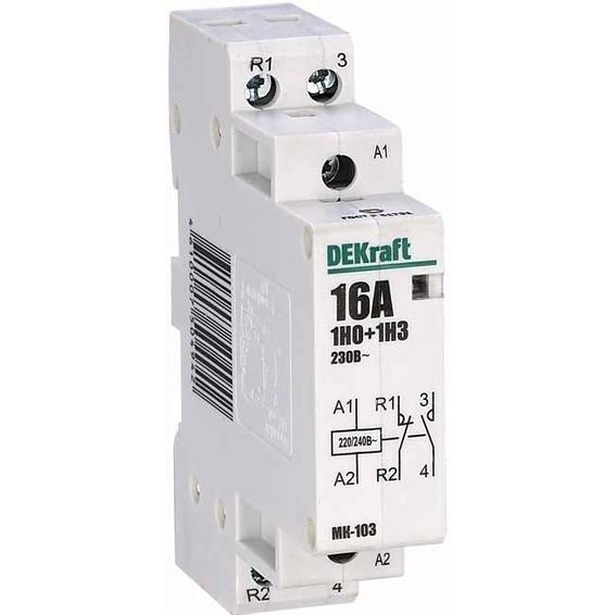 Модульный контактор DEKraft МК-103 1НО+1НЗ 16А 230В AC, 18051DEK Модульный контактор DEKraft МК-103 1НО+1НЗ 16А 230В AC, 18051DEK