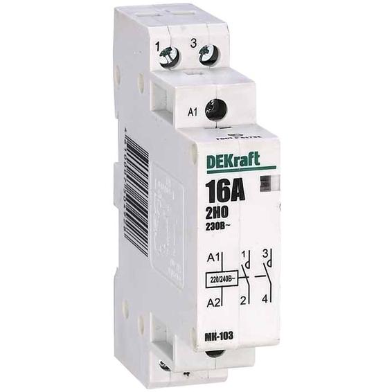 Модульный контактор DEKraft МК-103 2НО 25А 230В AC, 18064DEK Модульный контактор DEKraft МК-103 2НО 25А 230В AC, 18064DEK