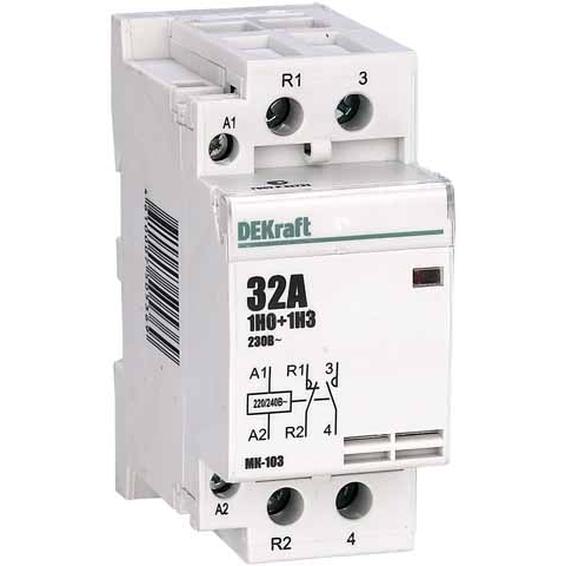 Модульный контактор DEKraft МК-103 1НО+1НЗ 32А 230В AC, 18072DEK Модульный контактор DEKraft МК-103 1НО+1НЗ 32А 230В AC, 18072DEK