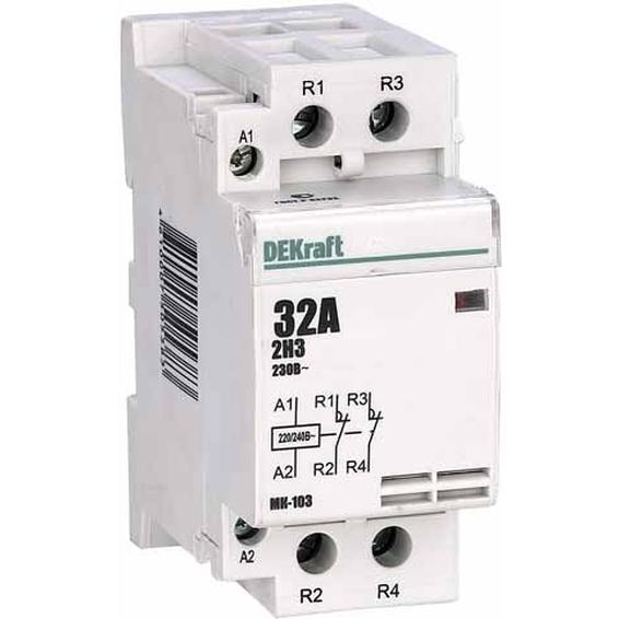 Модульный контактор DEKraft МК-103 2НЗ 32А 230В AC, 18073DEK Модульный контактор DEKraft МК-103 2НЗ 32А 230В AC, 18073DEK