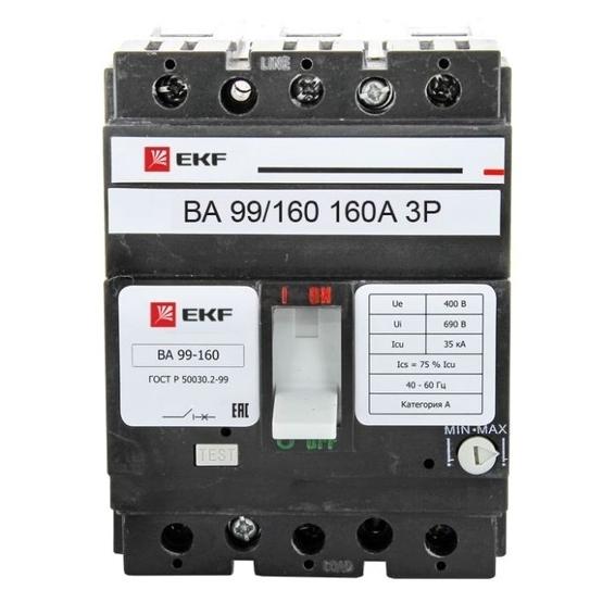 Силовой автомат EKF ВА-99 160А, термомагнитный, 35кА, 3P, 160А, mccb99-160-160 Силовой автомат EKF ВА-99 160А, термомагнитный, 35кА, 3P, 160А, mccb99-160-160