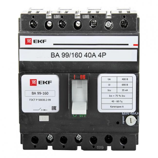 Силовой автомат EKF ВА-99, 35кА, 4P, 40А, mccb99-160-40-4P Силовой автомат EKF ВА-99, 35кА, 4P, 40А, mccb99-160-40-4P