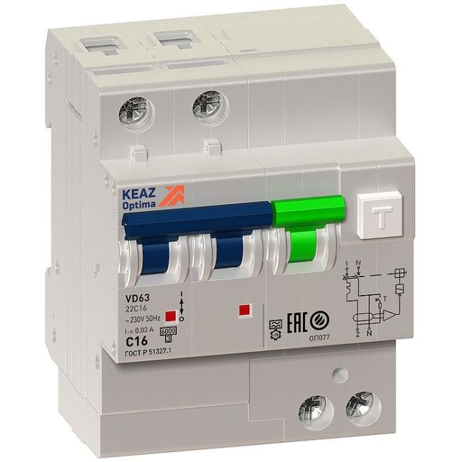 Дифавтомат КЭАЗ OptiDin 2P 25А (C) 6 кА, 10 мА ( A ), 103451 Дифавтомат КЭАЗ OptiDin 2P 25А (C) 6 кА, 10 мА ( A ), 103451