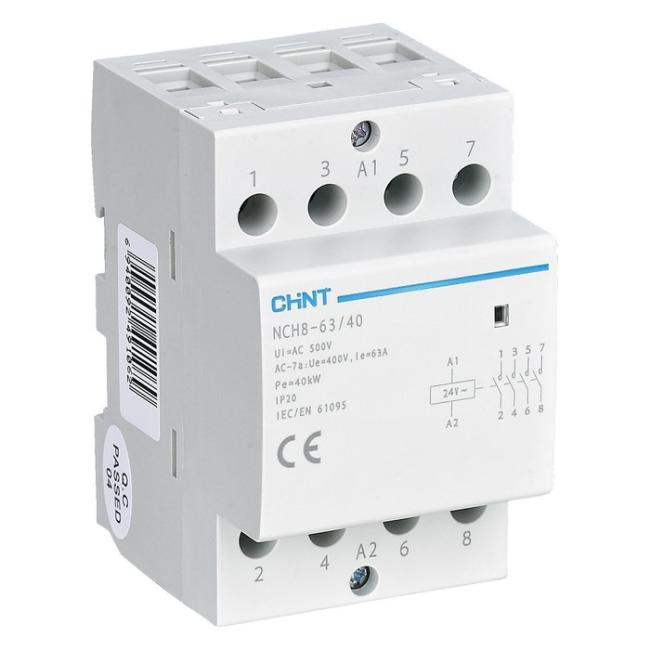 Модульный контактор Chint NCH8 4НО 63А 24В AC, 256100 Модульный контактор Chint NCH8 4НО 63А 24В AC, 256100