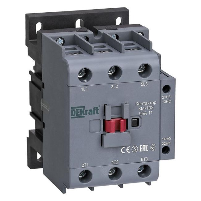 Контактор DEKraft 95А 380.400В AC, 22026DEK Контактор DEKraft 95А 380.400В AC, 22026DEK
