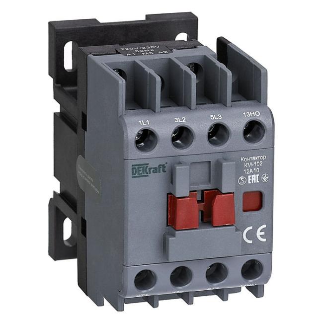 Контактор DEKraft 12А 220.230В AC, 22034DEK Контактор DEKraft 12А 220.230В AC, 22034DEK