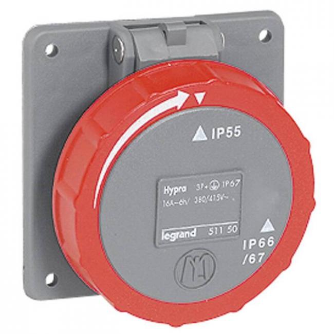 Встраиваемая розетка Hypra - IP 66/67-55 - 3К+3 - 16 А - пластик Встраиваемая розетка Hypra - IP 66/67-55 - 3К+3 - 16 А - пластик