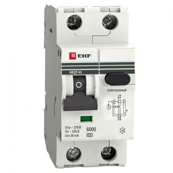 Дифавтомат EKF PROxima 1P+N 50А (C) 6 кА, 100 мА ( A ), DA63-50-100em Дифавтомат EKF PROxima 1P+N 50А (C) 6 кА, 100 мА ( A ), DA63-50-100em