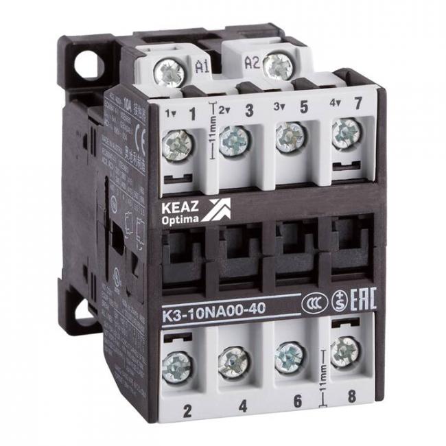 Контактор КЭАЗ OptiStart K3 4P 10А 400В AC 4кВт, 116995 Контактор КЭАЗ OptiStart K3 4P 10А 400В AC 4кВт, 116995