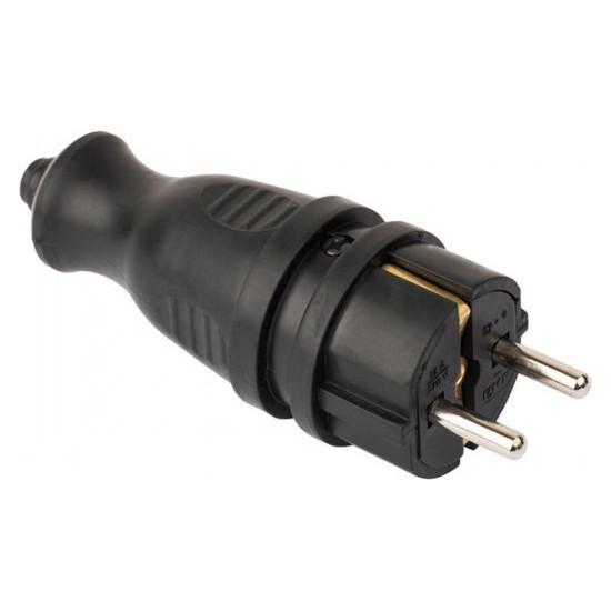 Вилка прямая каучуковая 230В 2P+PE 16A IP44 EKF PRO Вилка прямая каучуковая 230В 2P+PE 16A IP44 EKF PRO