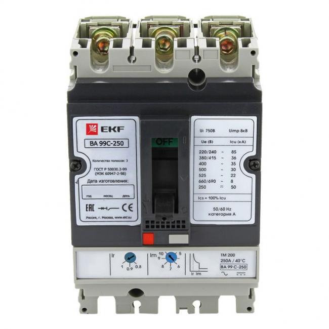 Силовой автомат EKF ВА-99C, 45кА, 3P, 160А, mccb99C-250-160 Силовой автомат EKF ВА-99C, 45кА, 3P, 160А, mccb99C-250-160