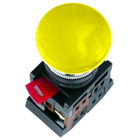 Кнопка AEА-22 Грибок желтый d22мм 1з+1р ИЭК